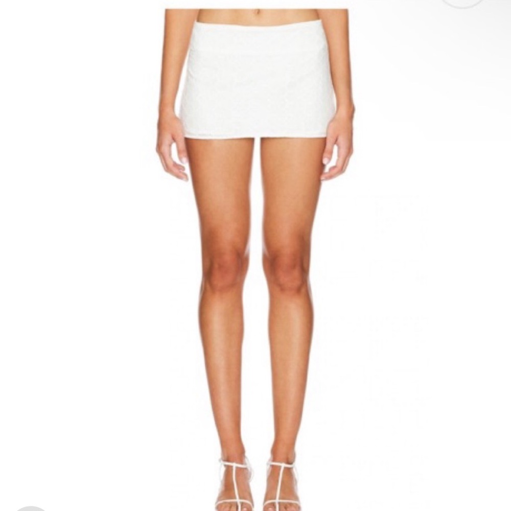 LIONESS eyelet low-rise white mini skirt